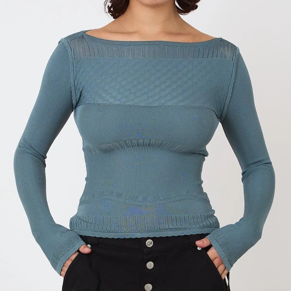 NWT Peachy Den Long Sleeve Top in Petrol Blue Sz Small